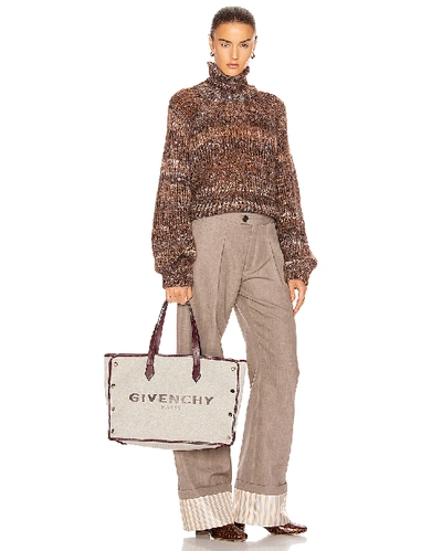 Shop Givenchy Medium Bond Canvas & Leather Tote In Aubergine