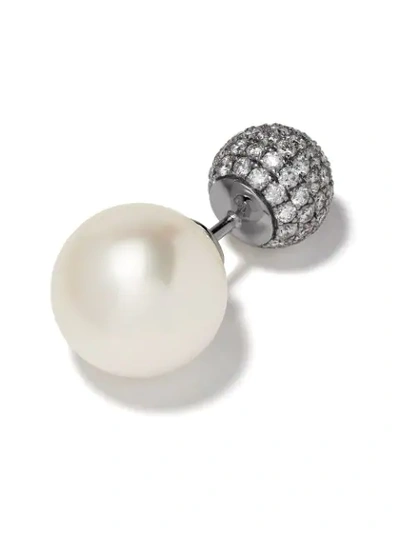 Shop Yoko London 18kt White Gold Duet South Sea Pearl And Diamond Earrings In 7