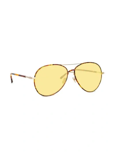Shop Linda Farrow Shell Print Aviator Sunglasses In Brown