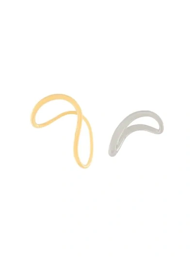 Shop Charlotte Chesnais Slide S+m Mismatched Earrings In Metallic