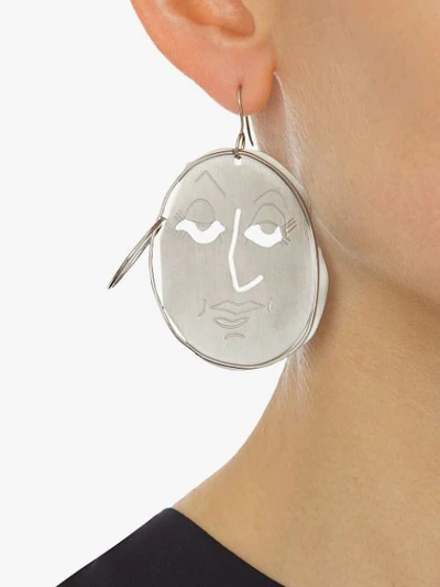 Shop Jw Anderson Moon Face Earrings - Silver