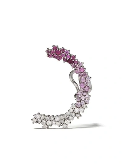 Shop Ana Khouri 18kt 'marie' Ear Cuff Aus Weissgold Mit Diamanten In Silver