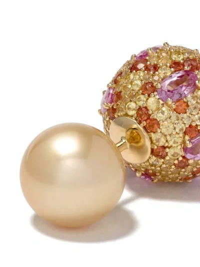 Shop Yoko London 18kt Yellow Gold Duet South Sea Pearl And Sapphire Earrings In 6 Gold Multi