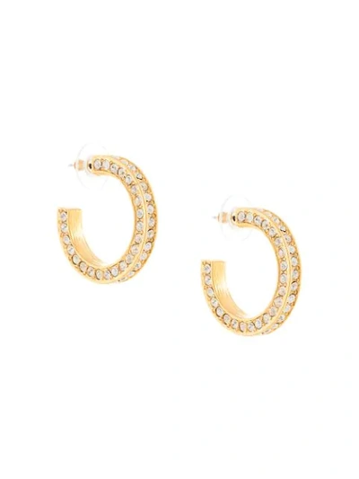 Shop Kenneth Jay Lane Embellished Hoop Earrings In Gold