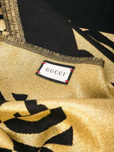Shop Gucci G Rhombus Lamé Scarf In Black