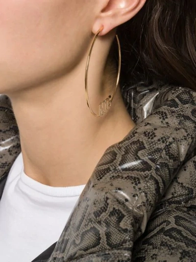 Shop Gcds Logo Hoop Earrings In Gold