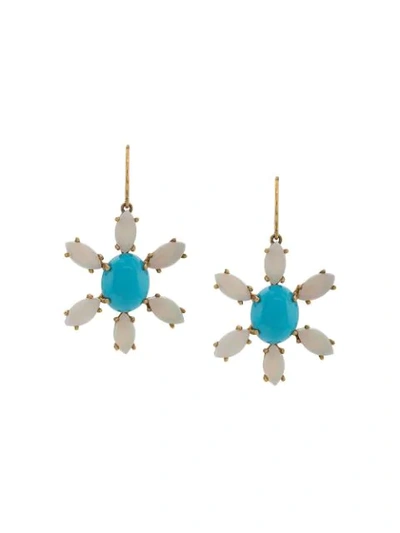 Shop Andrea Fohrman 18kt Yellow Gold Sleeping Beauty Earrings In Blue