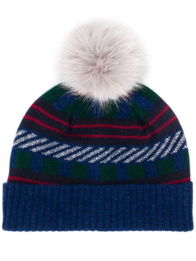 Shop Ps By Paul Smith Pompom Detail Beanie In Blue