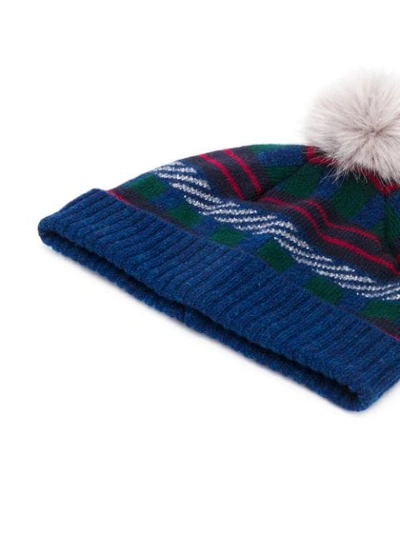 Shop Ps By Paul Smith Pompom Detail Beanie In Blue