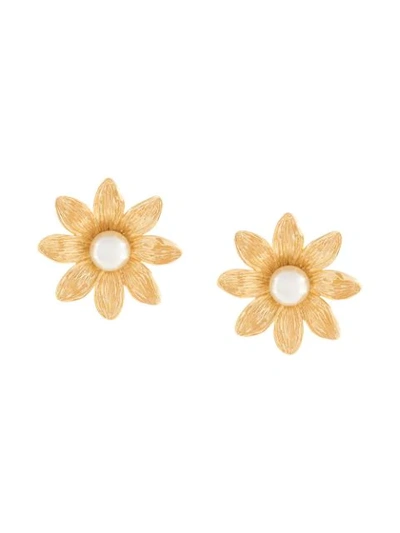 Shop Aurelie Bidermann Primavera Daisy Pearl Earrings In Gold