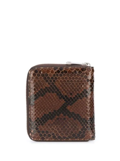 Shop Orciani Python Effect Leather Wallet In Brown