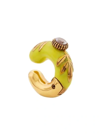 Shop Fendi Embellished Ear Cuff In Yellow