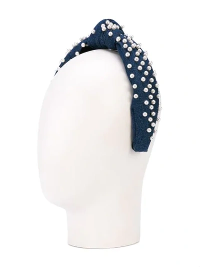 Shop Lele Sadoughi Pearl Embellished Headband In Blue