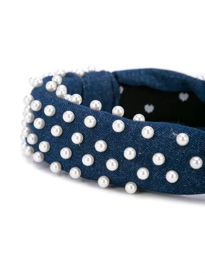 Shop Lele Sadoughi Pearl Embellished Headband In Blue