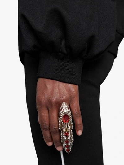 Shop Gucci Crystal-embellished Snake Ring In Gold