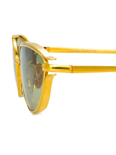 Shop Linda Farrow Cat Eye Frame Tinted Sunglasses In Gold