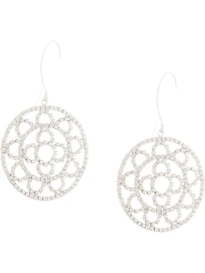Shop Area Crystal Chain Crochet Earrings In Silver
