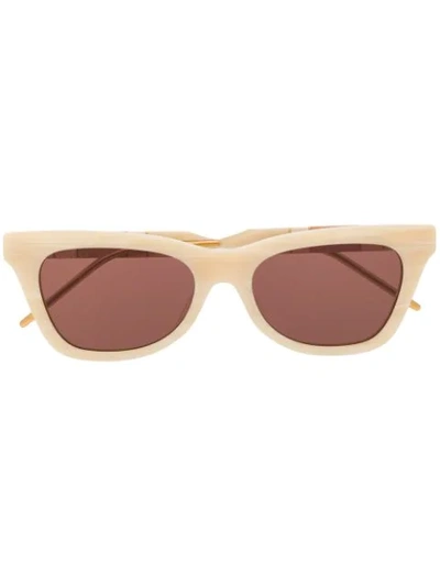 Shop Gucci Rectangular Shaped Sunglasses In Neutrals