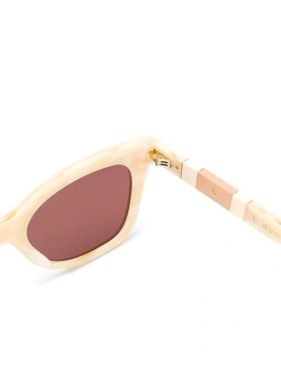 Shop Gucci Rectangular Shaped Sunglasses In Neutrals