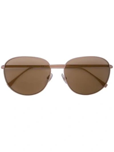Shop Fendi Round Frame Sunglasses In Neutrals