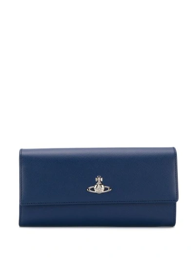 Shop Vivienne Westwood Logo Plaque Wallet In Blue