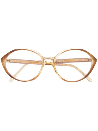 Pre-owned Saint Laurent 1990s Round Glasses In Brown