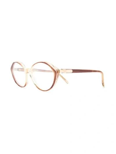 Pre-owned Saint Laurent 1990s Round Glasses In Brown