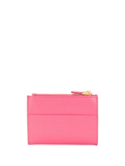 Shop Prada Enamel Leather Card Holder - Pink