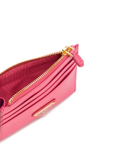 Shop Prada Enamel Leather Card Holder - Pink