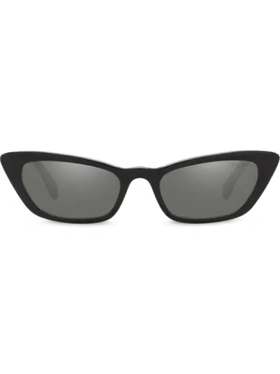 Shop Miu Miu Logo Sunglasses In Black