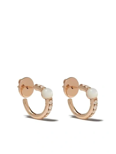 Shop Pomellato 18kt Rose Gold M'ama Non M'ama Mother-of-pearl And Diamond Hoops In White