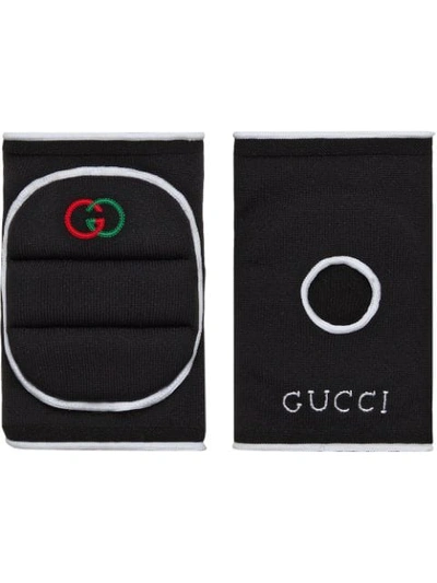 Shop Gucci Embroidered Logo Kneepads In 1077