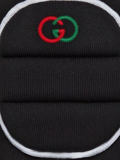 Shop Gucci Embroidered Logo Kneepads In 1077