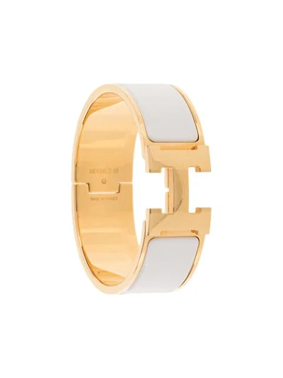 Pre-owned Hermes H Logos Clic Clac Bangle In Gold