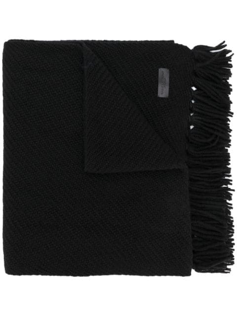 Saint Laurent ring-bound fringed scarf - Black