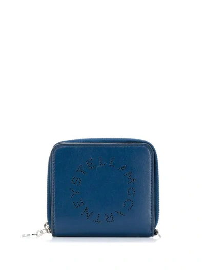 Shop Stella Mccartney Perforated Logo Mini Wallet In Blue