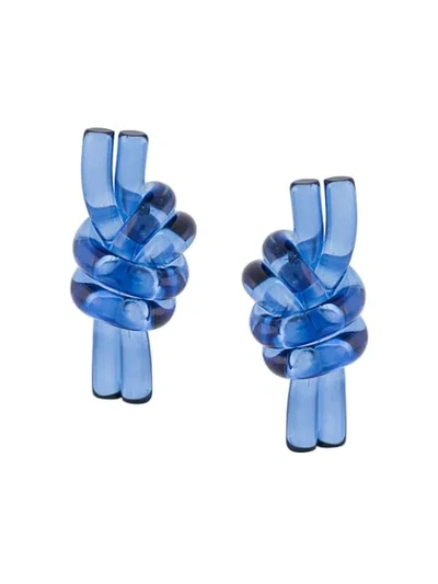 Shop Jw Anderson Navy Design Earrings In Blue