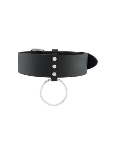 Shop Alessandra Rich Buckled Choker Necklace In Black