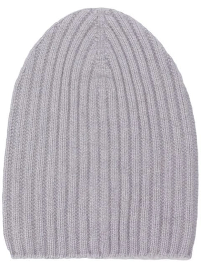 Shop Barrie Knitted Beanie In Grey