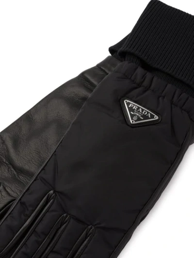 Shop Prada Logo Plaque Gloves In Black