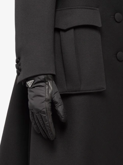 Shop Prada Logo Plaque Gloves In Black