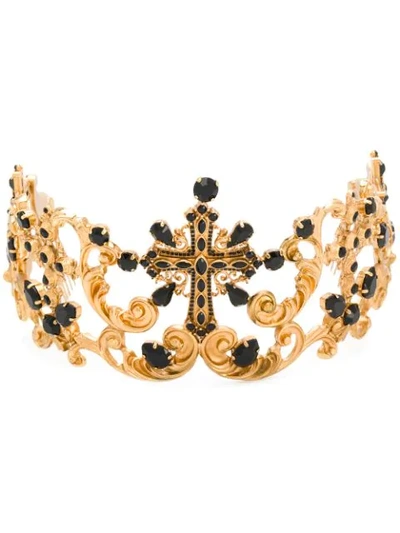Shop Dolce & Gabbana Crystal Embellished Tiara In Gold
