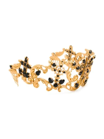 Shop Dolce & Gabbana Crystal Embellished Tiara In Gold