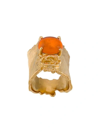 Shop Gucci Stone-embellished Ring In Gold