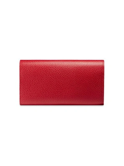 Shop Gucci Leather Continental Wallet In Red