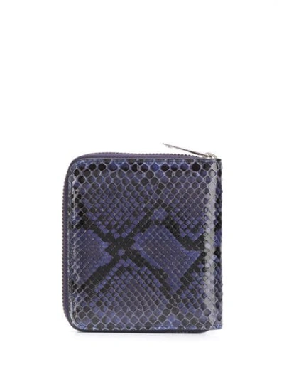 Shop Orciani Python Effect Compact Wallet In Blue