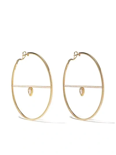 Shop As29 18kt Yellow Gold White Diamond Calvet Pear Illusion Spoke Hoop Earrings