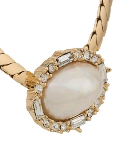 Pre-owned Dior 1970's  Oval Pendant Necklace In Gold