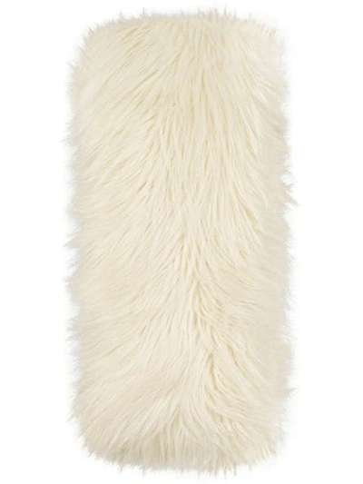 Shop Gucci Faux Fur Scarf In White