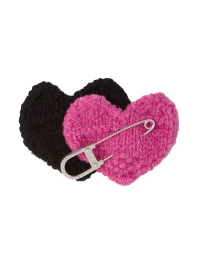Shop Prada Safety Pin Heart In Pink